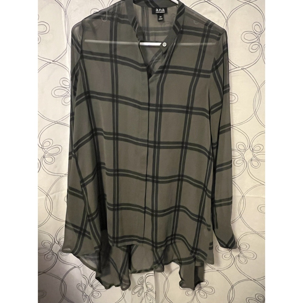 A.‎ N. A. Women Green Sheer Blouse Size XS